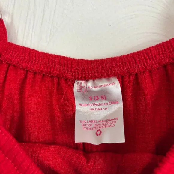 No Boundaries Blouse Red Boho Cute Off Shoulder Shirt Button Accent Solid Womens - Picture 3 of 6